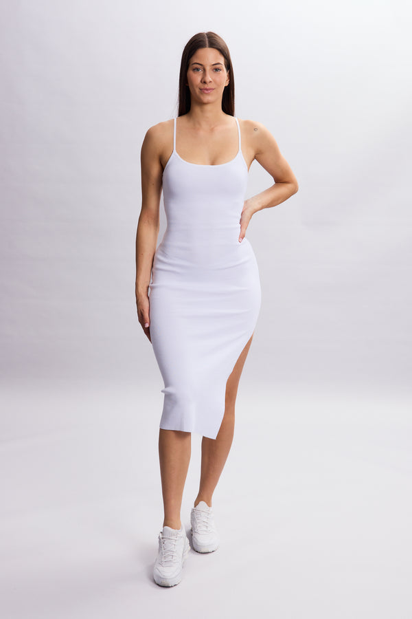 DIVA RIBBED DAY DRESS WHITE